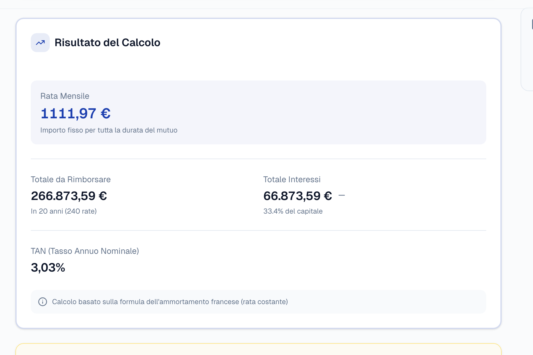 Risultato del calcolo